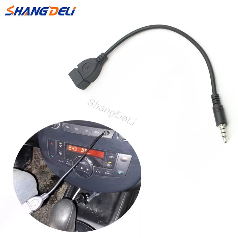 

Черный автомобильный USB AUX-переложение USB-кабель AUX патч-разъем USB-разъем адаптер интерфейса для универсального