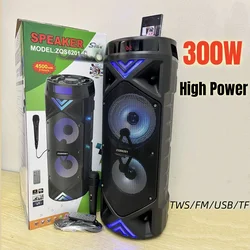 Wireless High Volume Karaoke Speaker Home KTV with MIC 300W Powerful Portable Audience Bluetooth Speaker Outdoor Sound Column FM