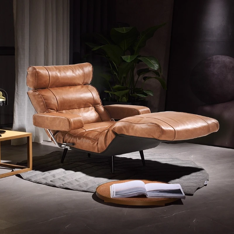 

High-luxury imported first-layer cowhide sofa, concubine reclining chair, retro lazy sofa, foldable living room, bedroom