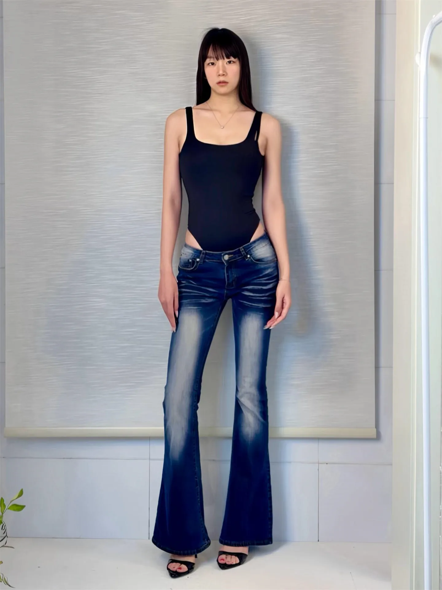 

American Style Retro Low Waist Bell Bottom Jeans Women's Slimming Summer Jeans Vintage Drag Floor Pants Tall Extended Size