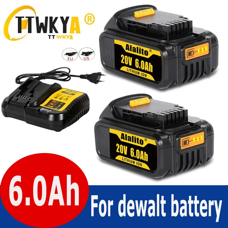 Original DCB200 20V 6000mAh Lithium Replacement Battery For Dewalt 18V DCB184 DCB200 DCB182 DCB180 DCB181 DCB182 DCB201 DCB206