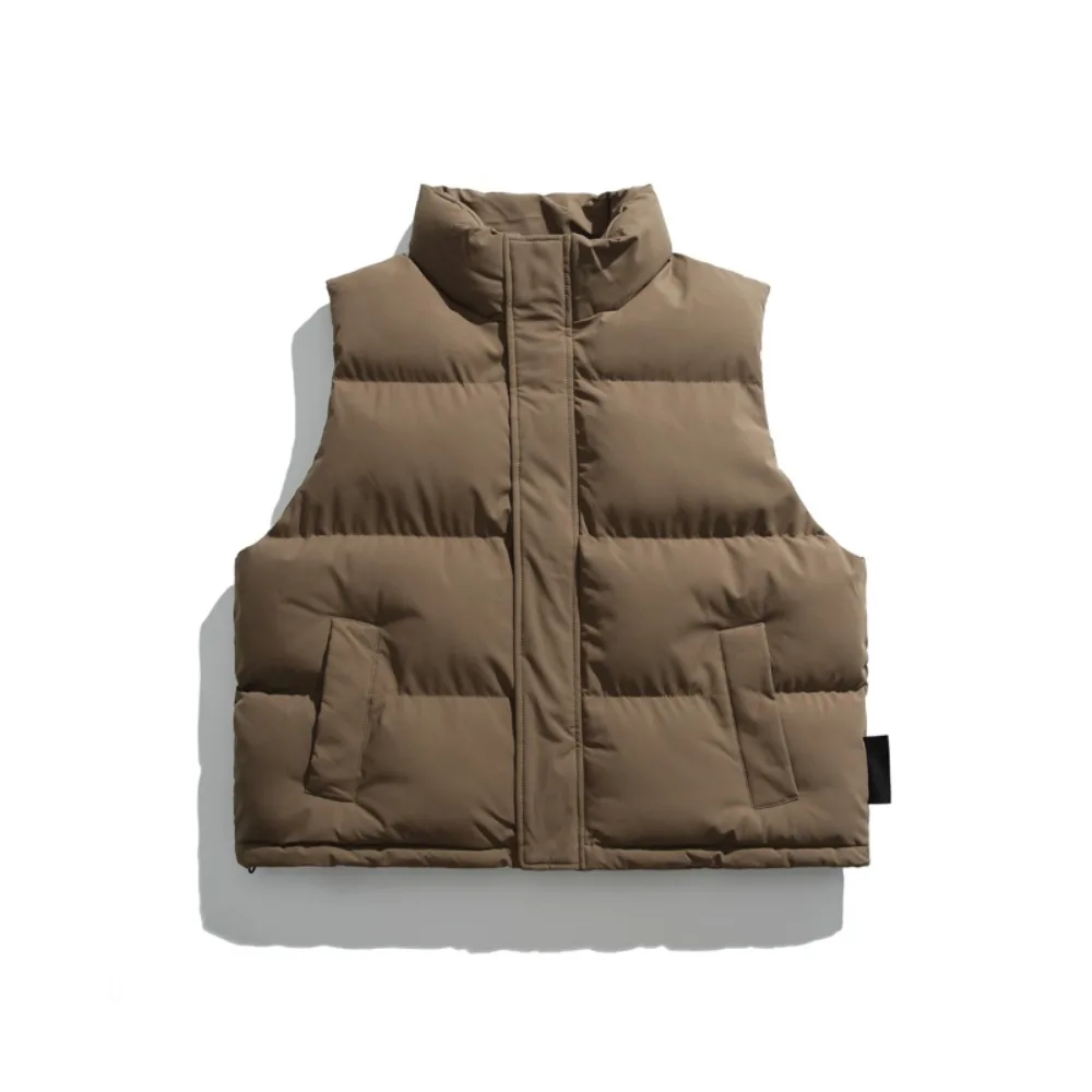 เสื้อกั๊กคอตั้งผ้าฝ้ายสำหรับผู้ชาย รุ่นใหม่ ฤดูใบไม้ร่วงและฤดูหนาว ปี 2025 แจ็คเก็ตผู้ชาย สวมใส่สบาย อุ่น