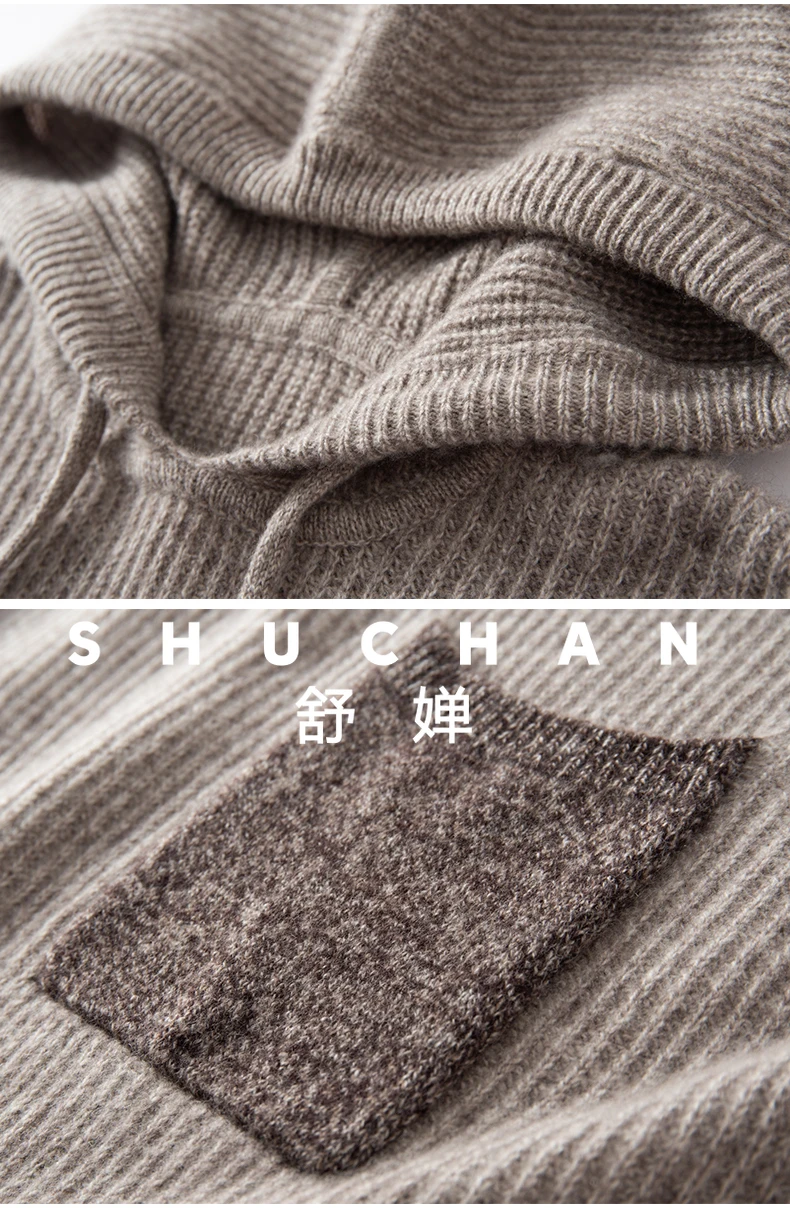 Losse wollen kasjmier trui van bloemgaren, verdikte trui met capuchon, 2025, herfst- en wintergebreide damestrui