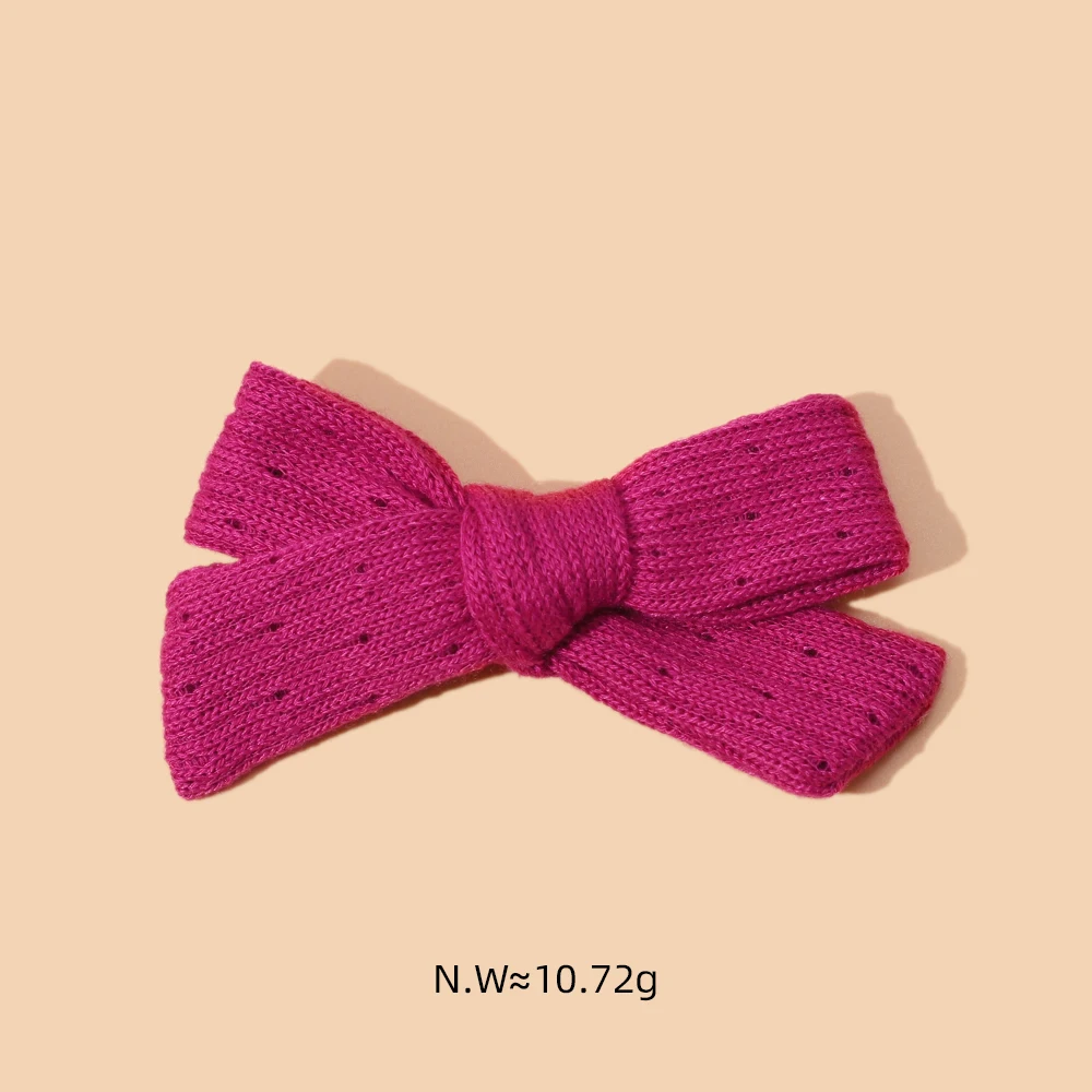 New Solid  Bow Hair Clips For Baby Girls Handmade Cute Hairpin Barrettes Nylon Headwear Kids Hair Accessories