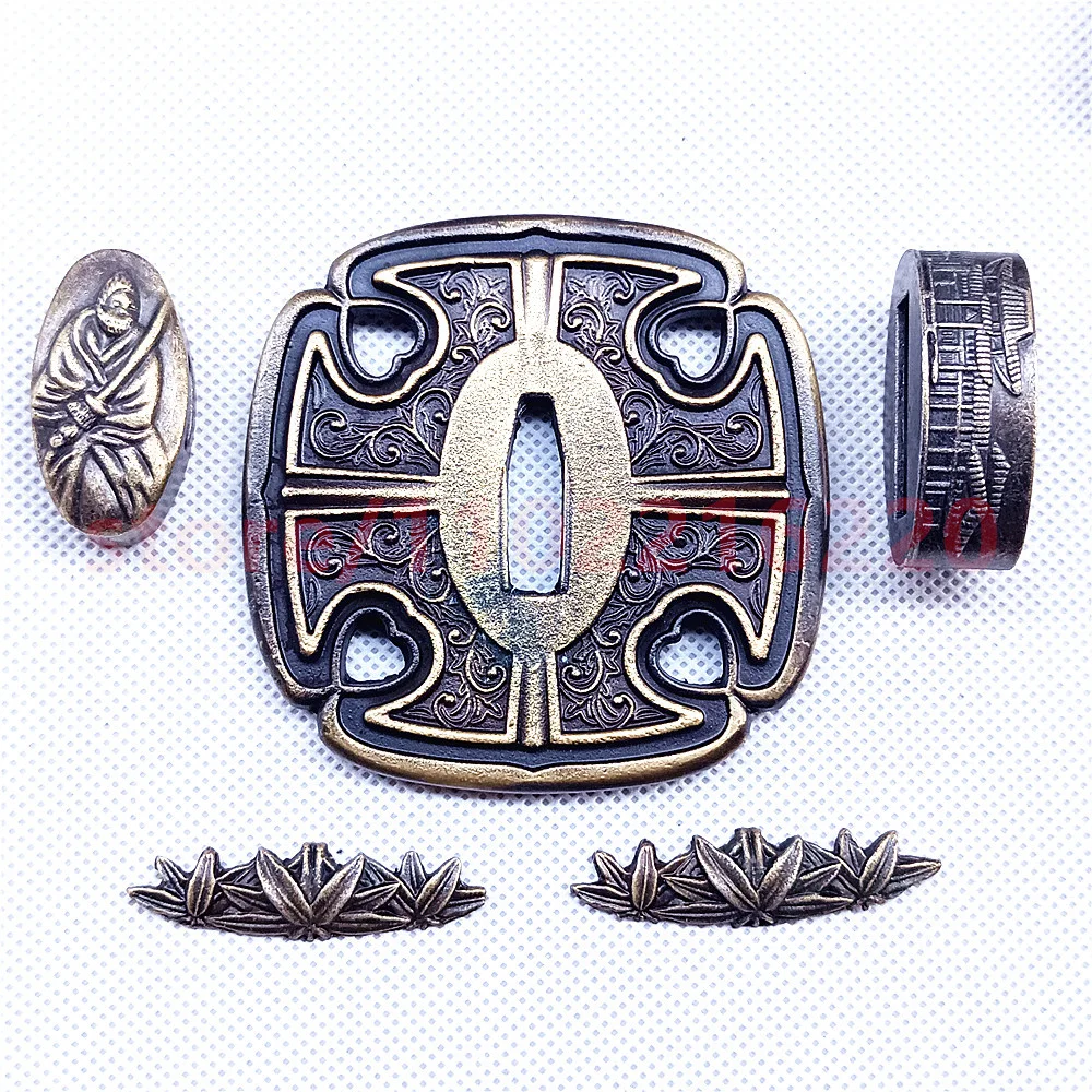 

A Set Very Good Alloy Handguard Tsuba Guard Fuchi Menuki Kashira Habaki Seppa For Japanese Samurai Katana Sword Fittings New ﻿