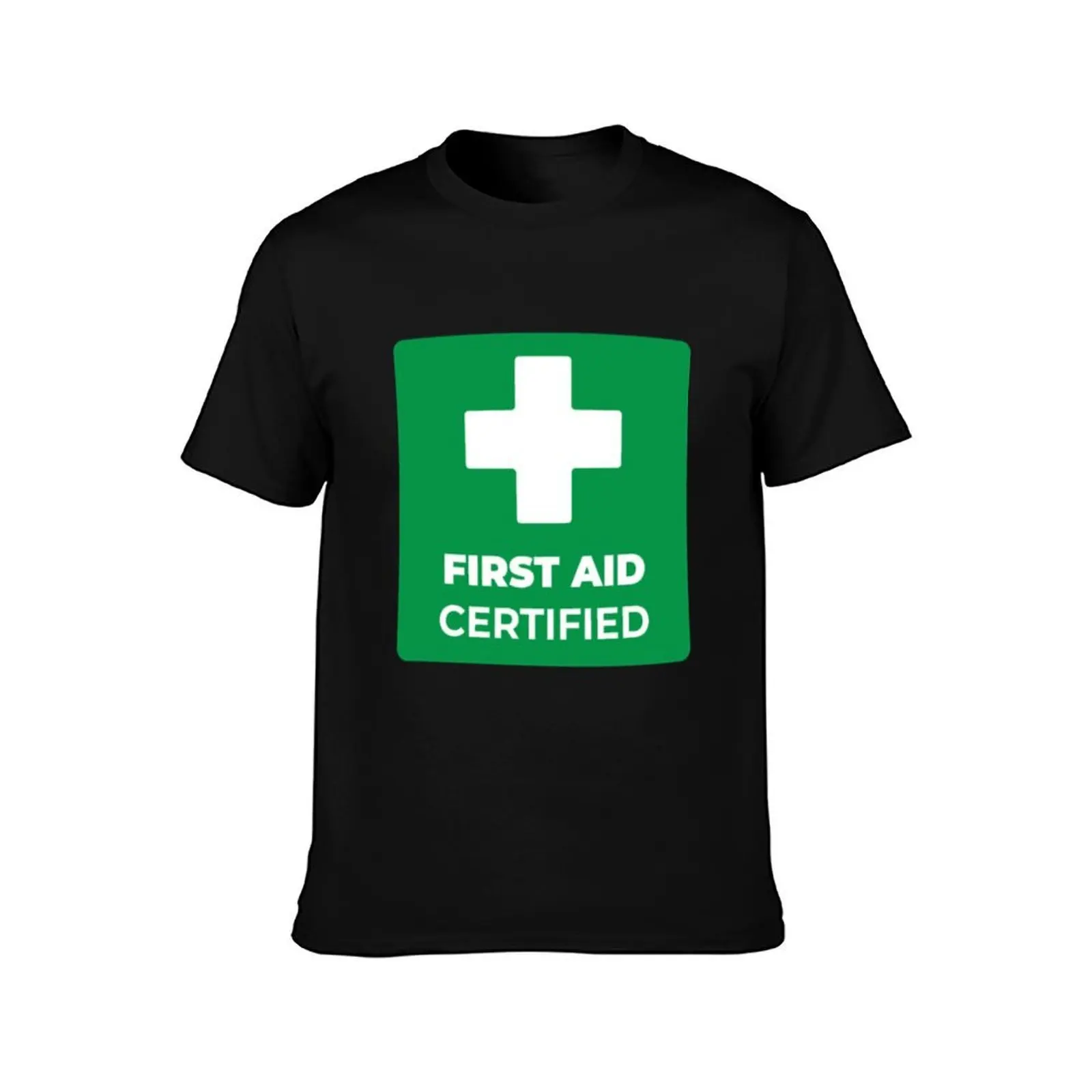 First aid certified T-Shirt, Summer Casual Cotton Tee, Oversized Streetwear Tops, Vintage Graphic Print, Loose Fit Short Sleeve