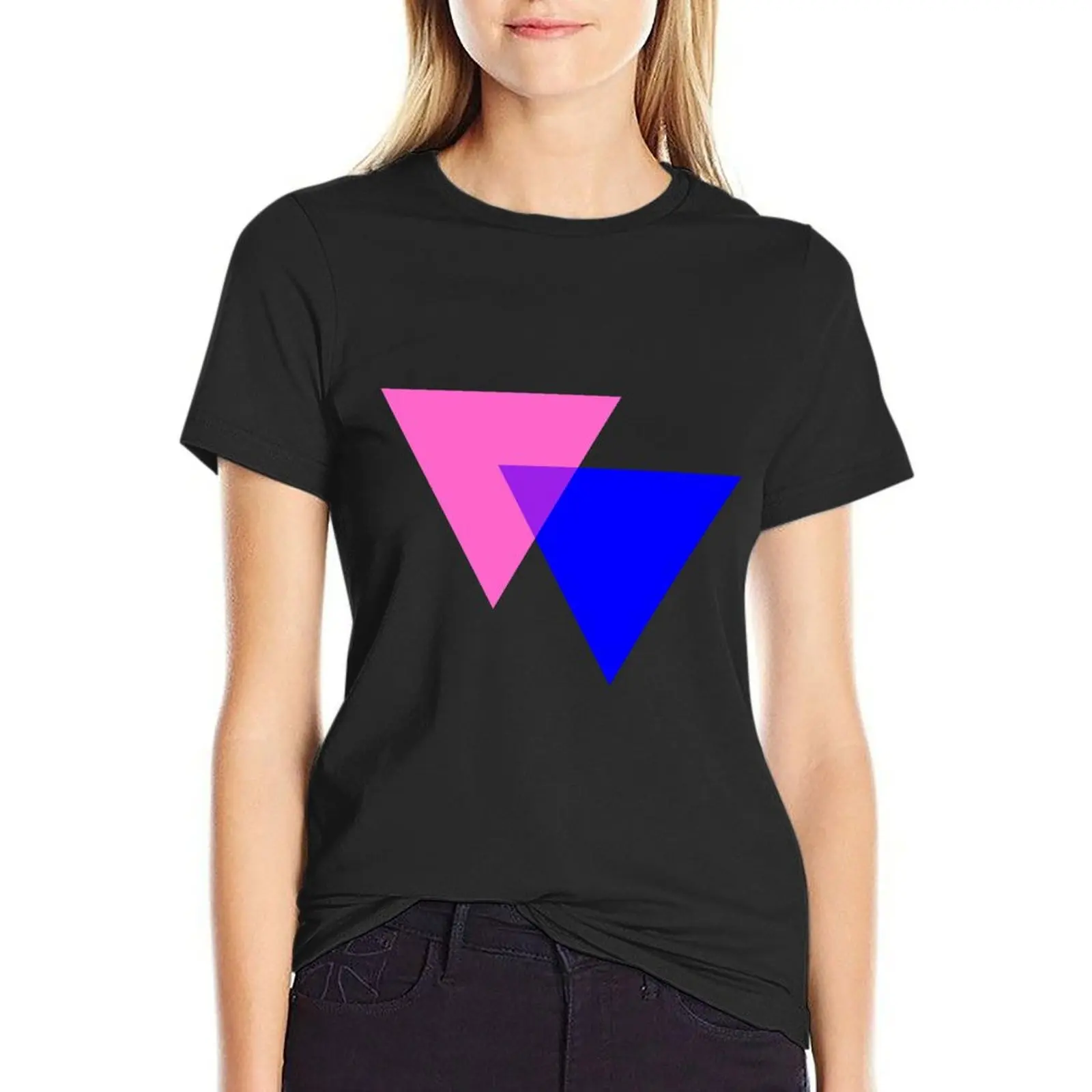 Bisexual Pride Symbol- Triangles T-Shirt Aesthetic clothing Short sleeve tee kawaii clothes female womans clothing