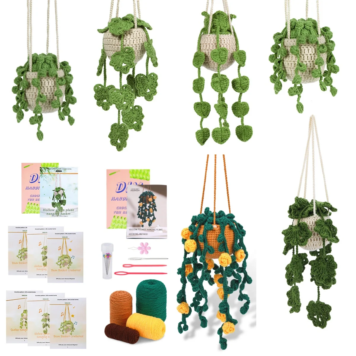 MIUSIE مجموعة الكروشيه للمبتدئين معلقة أصائص زرع الكروشيه كاتب كيت مع خطوة بخطوة فيديو تعليمي مجموعة الكروشيه الكاملة