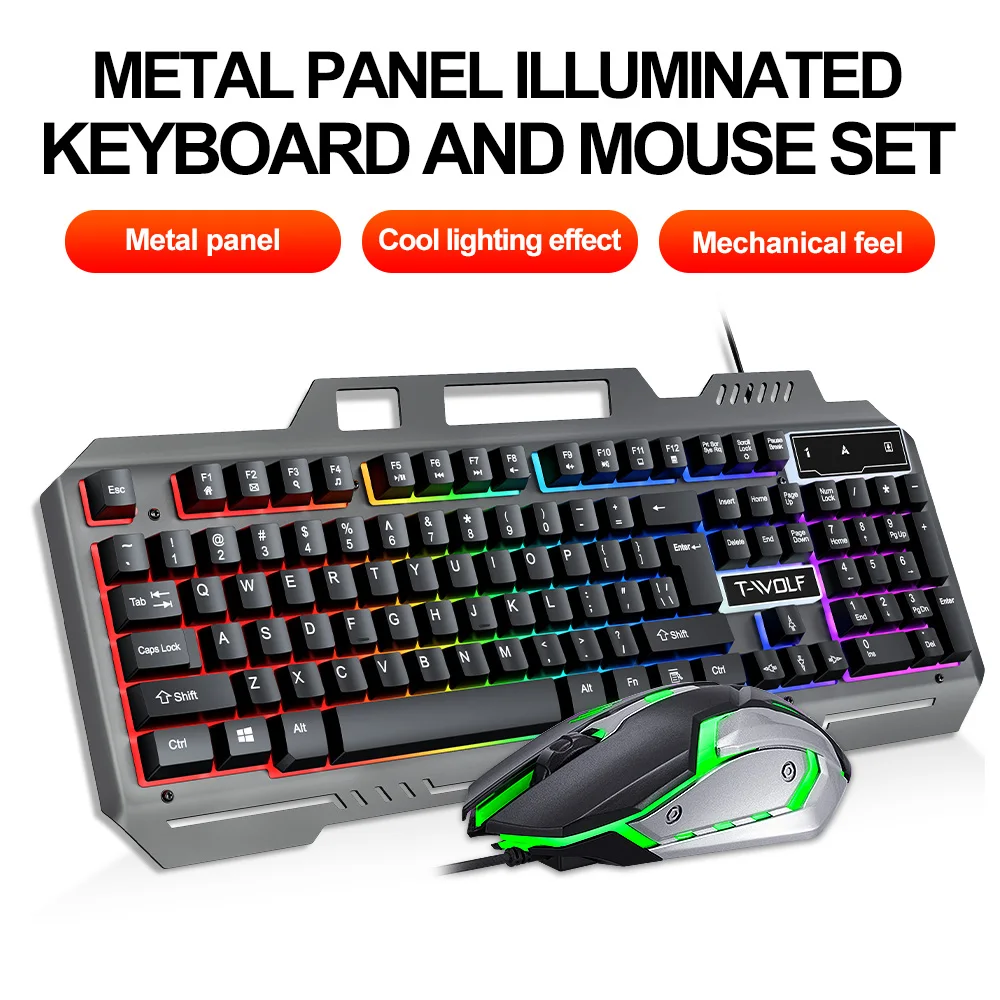 

Keyboard and Mouse Set Gaming Computer USB Wired RGB Backlit Keyboard Laptop Accessories Ergonomic Laser Mouse Wheel 2025 New