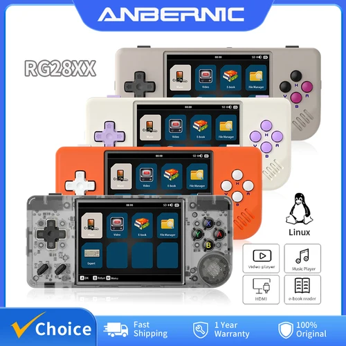 ANBERNIC-consola de juegos portátil RG28XX, pantalla IPS de 2,83 "", consola de videojuegos Retro Linux, batería de 3100mAh, 5000 juegos, compatible con H-DMI