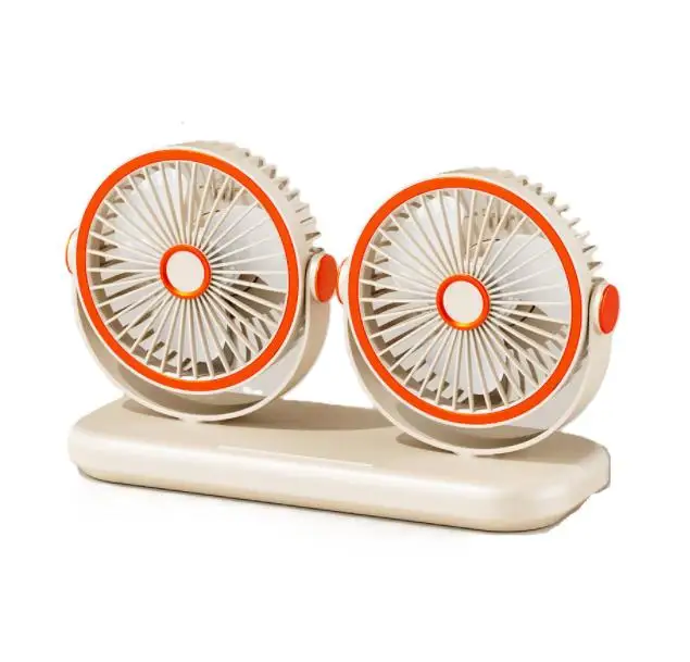 Dual Head USB Car Fan with 360 Rotation Support USB C Charging Port 3 Adjustable Airflow Modes and Low Noise Performance