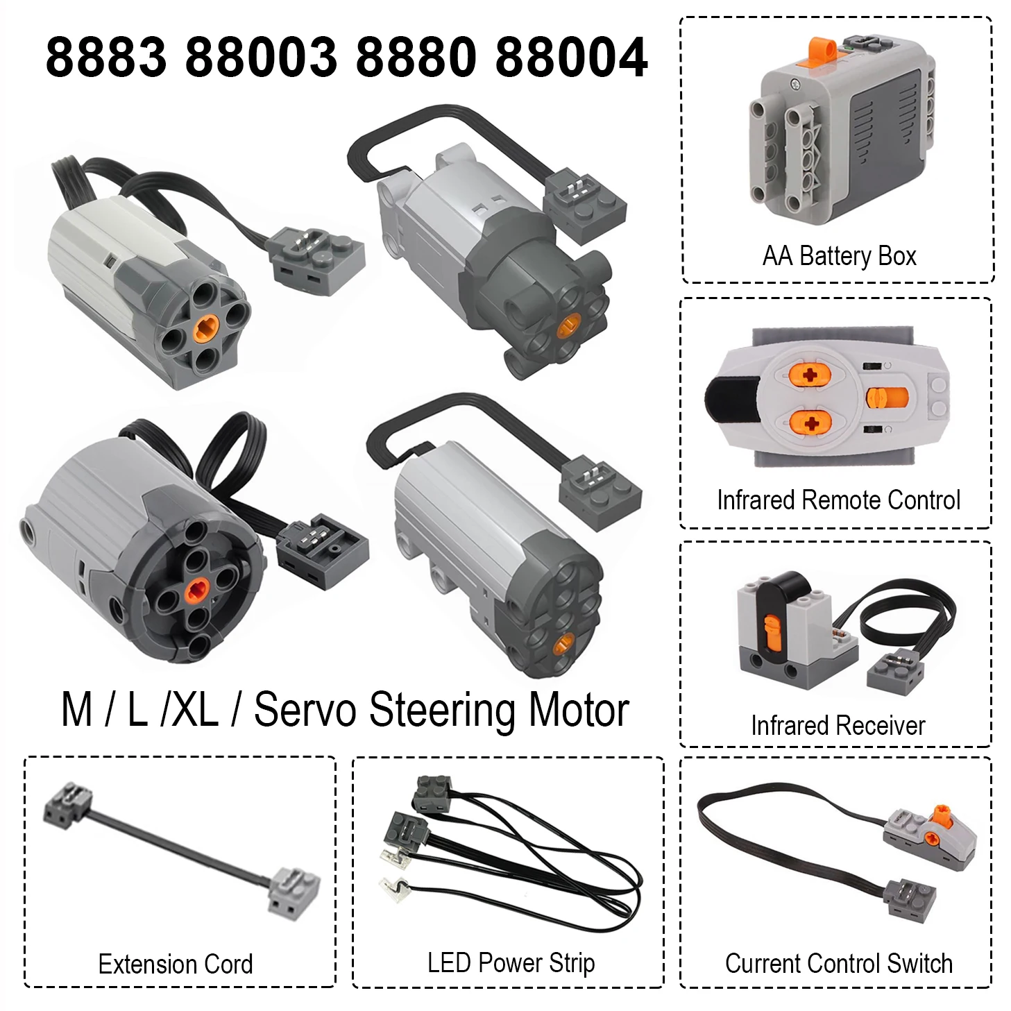 Servos de Motor M L XL MOC, piezas de funciones de potencia para coches, modelo de Motor IR, bloques de construcción modificables remotos, serie de alta tecnología, mikraut