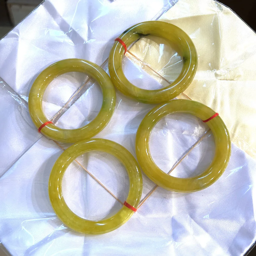 Free Shipping 54~62mm Natural Yellow Myanmar Jade Jadeite Round Bangles High Quality Stone Bangle Bracelet Jewelry Bracelet