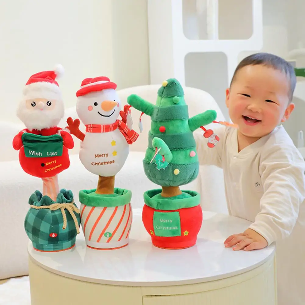 Árvore de natal em vaso brinquedo crianças conjunto de brinquedos de natal falando dança cantando boneco de neve em vaso papai noel árvore de natal festa de férias