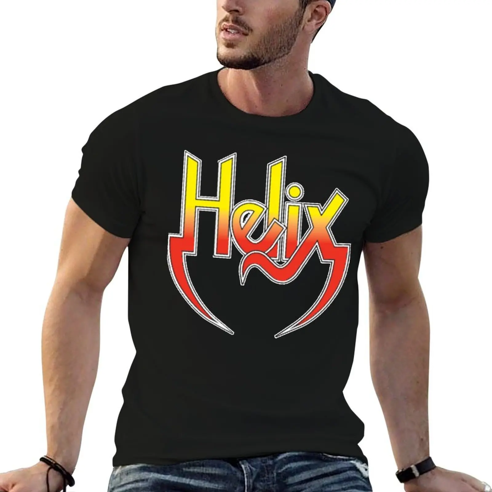 Helix Band Logo T-Shirt man clothes funny costumes mens shirts graphic tee