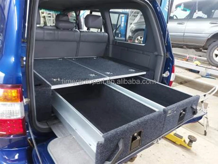 4x4 Trunk Drawer System,Double Sliding Storage Box for Land Cruiser LC100,Heavy Duty Cargo Organizer for Overland Travel,1100mm