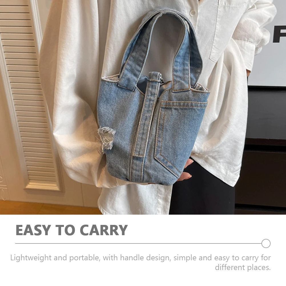

Color Blocking Handbag Lightweight Women Tote Bag Small Capacity Denim Purse Purse Travel Style Wallet
