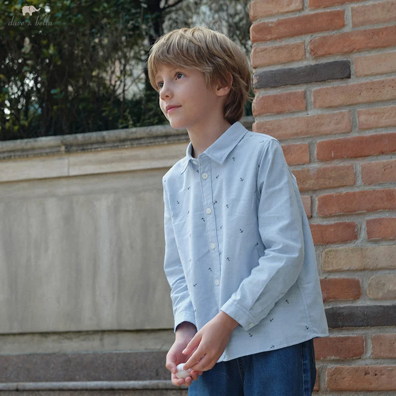 

Dave Bella Children Pure Cotton Shirt Autumn Winter Long Sleeve Boys Casual Blouse Printed Top Outerwear Kids Clothing DK1250064