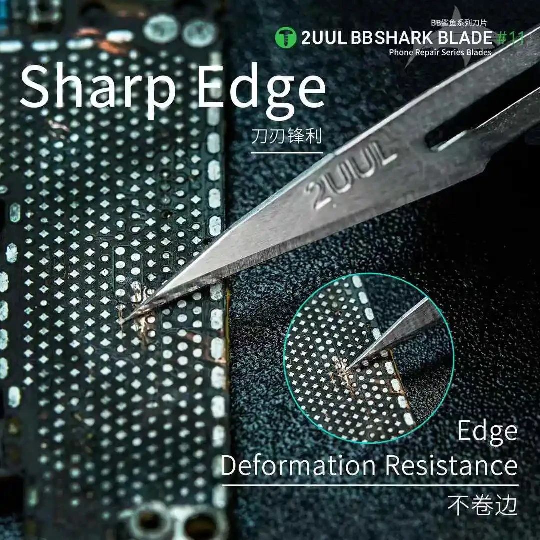 2UUL DA18 BB Squalo # 11 lame 100 pz/scatola bordo affilato solo sigillo pacchetto lame telefoni cellulari riparazione strumenti di rasoio in acciaio ad alto tenore di carbonio