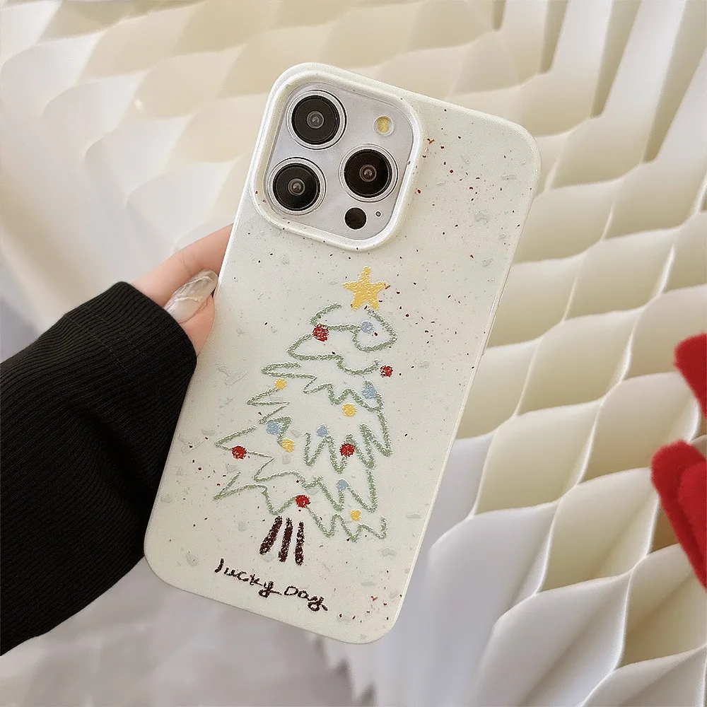 Soft Cartoon Christmas Tree Pattern Phone Case For iPhone 16 15 14 13 12 11 Pro Max XR X XS 8 7 Plus Silicone Shockproof Cover