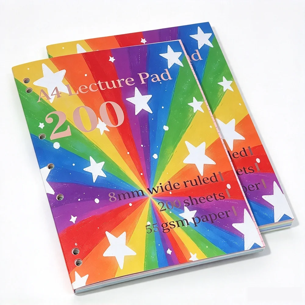 400/200 Page Star Rainbow A4 Thin And Clear Student Color Pages, Horizontal Lines, Manuals, And Student Pens, Office Notebook