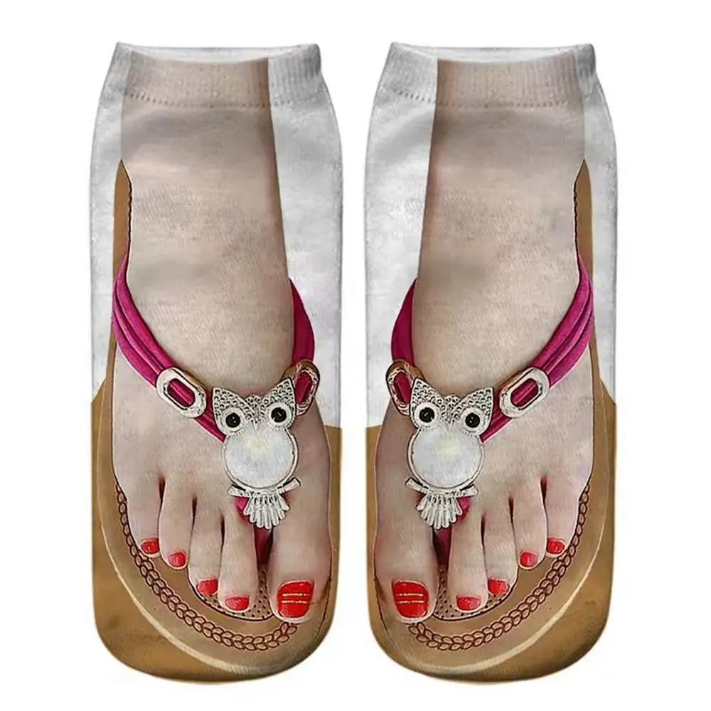 Pattern Socks Cotton Hosiery Unisex Comfortable Low Cut Ankle Sock Flip Flops Design Socks 3D Print Ankle Socks Novelty Socks