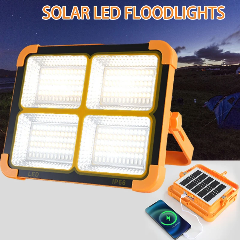 

LED Emergency Lighting Solar Floodlight Rechargeable 200W Outdoor Camping Small Size Portable Light Waterproof Searchlight