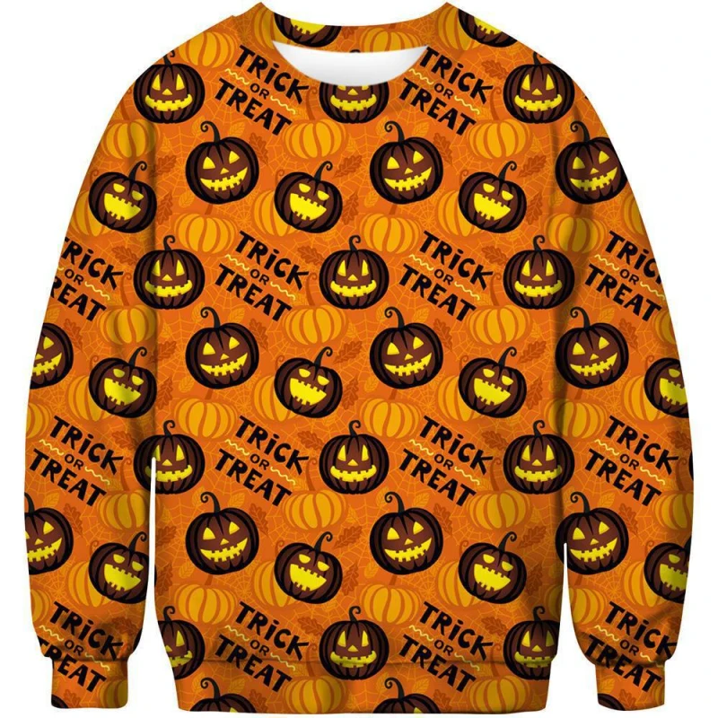 2024 new Halloween hoodie 3D printed Halloween pumpkin series crew-neck men\'s hoodie