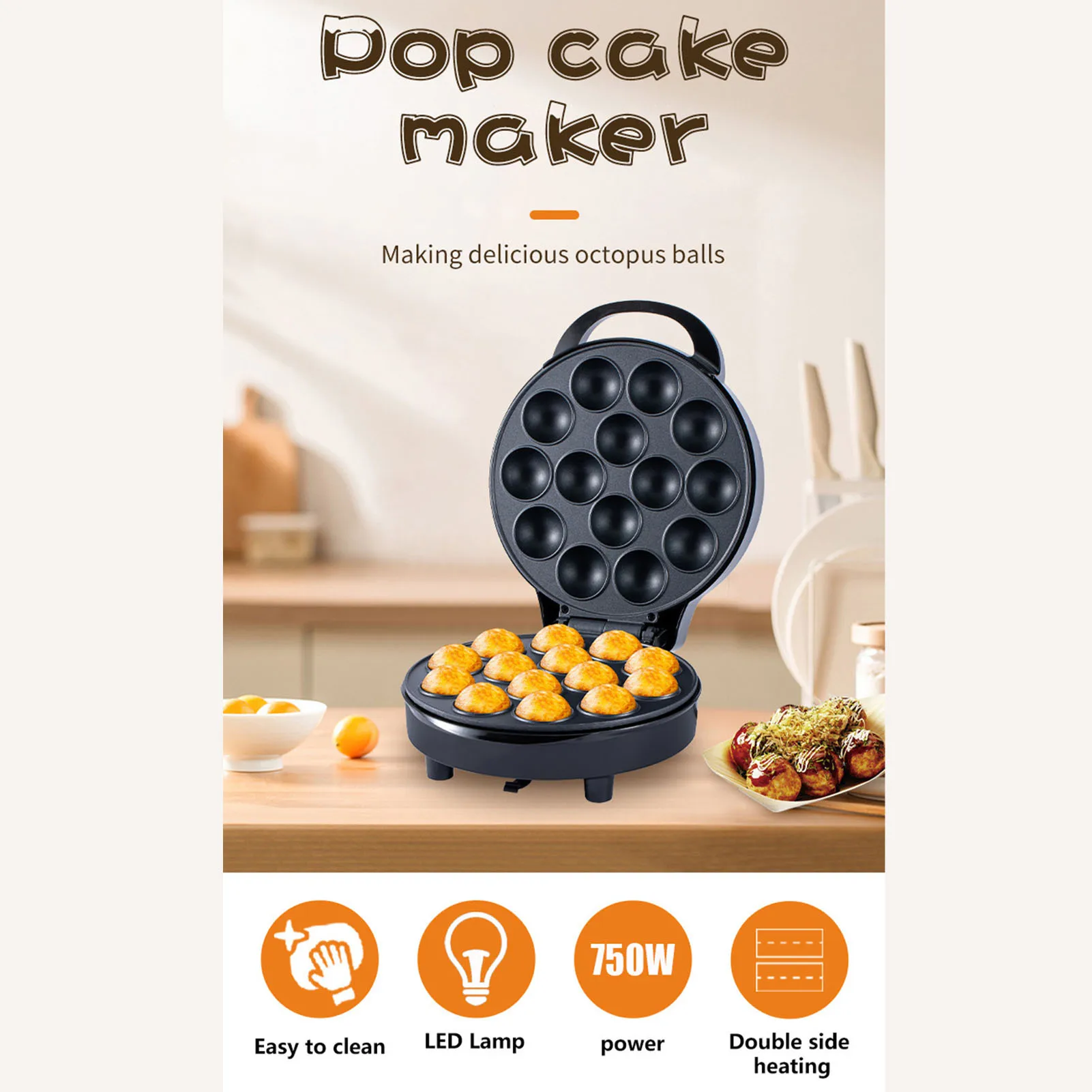 Electric Takoyaki Maker, 750W Aluminum Takoyaki Maker, 14 Holes Electric Japanese Octopus Ball Maker for Home Breakfast