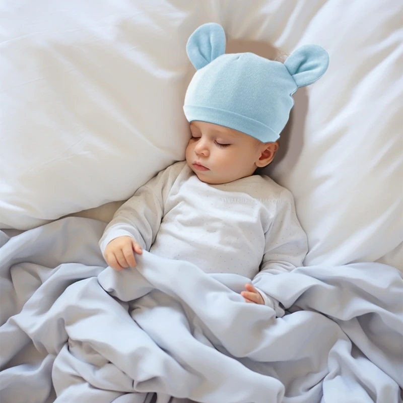 Cosy Cotton Infant Fetal Caps with Ears Portable Bonnet Foldable Designing W3JF