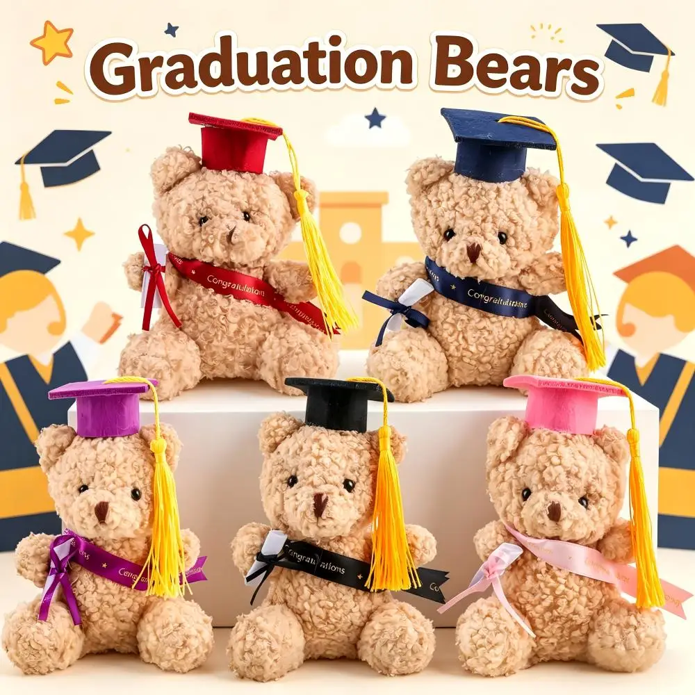 Mini Ursos de Formatura em Lote, Pequenos Animais de Pelúcia de Formatura, Urso de Pelúcia de 4'' com Diploma, Turma de 2026, Decoração para Festa de Formatura, Presentes