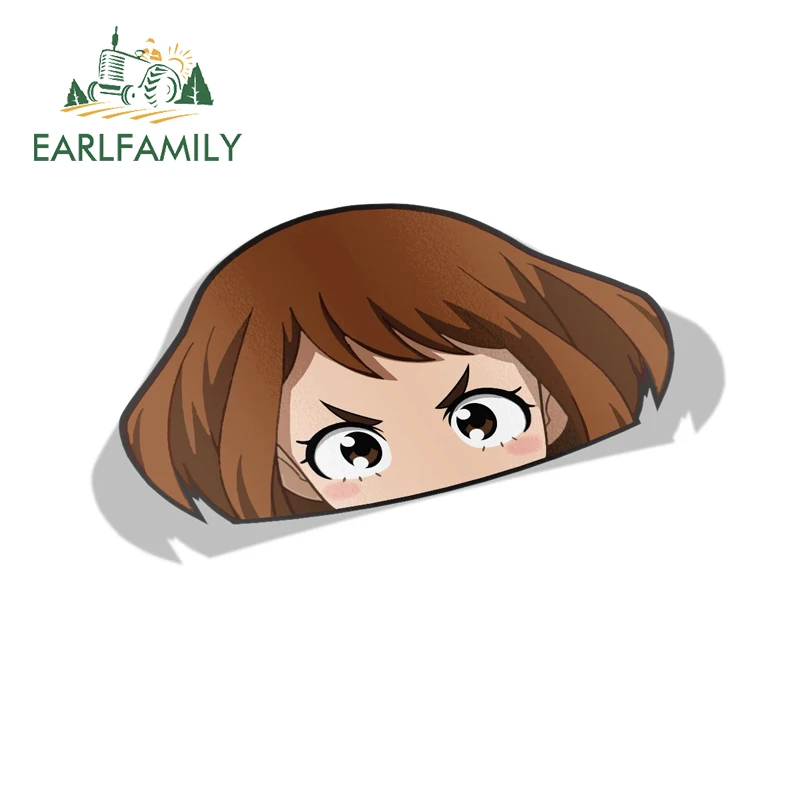 

EARLFAMILY Ochaco Uraraka Peeker Car Stickers Kawaii Style Cartoon Skateboard Decal Waterproof Sunscreen All Types of Vehicles