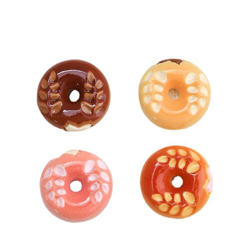 10PCS Shiny 23x23mm Doughnut Series Miniature Flat Back Resin Cabochons For Hairpin Scrapbooking DIY Home Decor Craft Accessorie