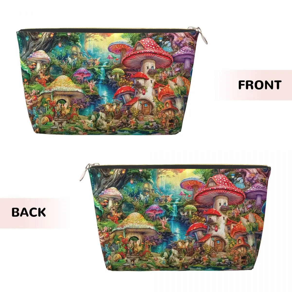 Custom Merry Mushroom Village Picnic Makeup Bag for Women Travel Cosmetic Organizer Fashion Storage Toiletry Bags