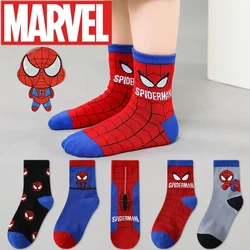 Marvel Cartoon Spiderman Baby Socks Anime Figure Hero Cotton Boys Tube Socks autunno inverno Socks for children's Christmas Gifts