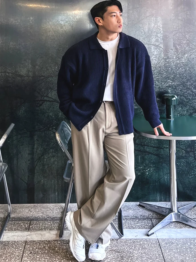 

Мужской вязаный кардиган-свитер в винтажном американском стиле, шерстяное пальто с воротником на пуговицах, длинный рукав, дышащий, повседневный, цветной