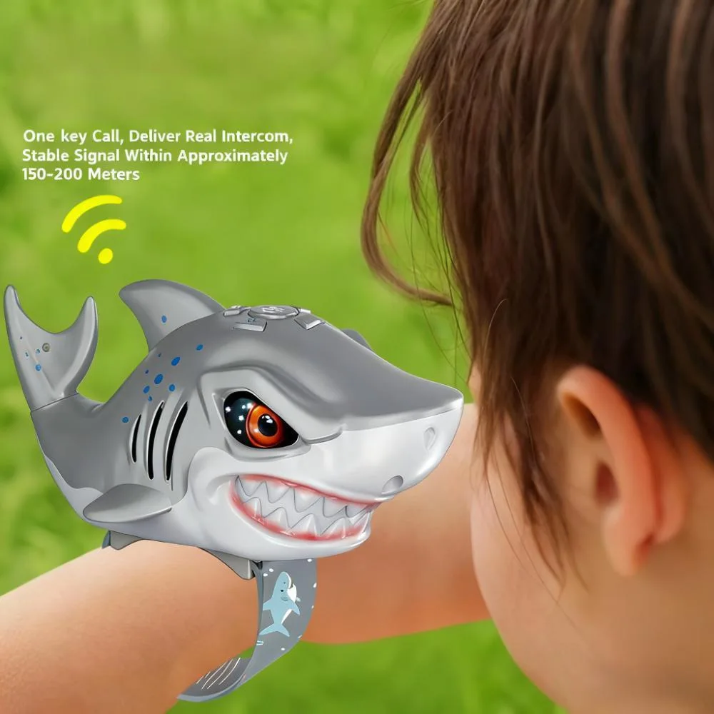 Walkie-talkie eléctrico para niños, juguetes con luces, música, balanceo, bola de soplado, tiburón, juguete divertido para comunicación interactiva al aire libre, regalo