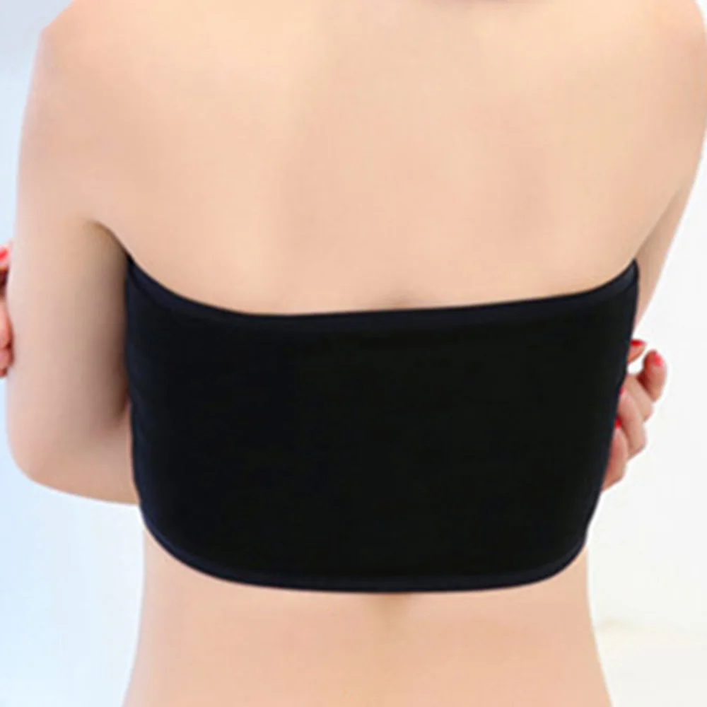 Bra tanpa tali wanita, musim panas Modal Bandeau atasan padat bernapas Bra tanpa tali Bandeau mulus lembut kasual Tank Top Crop