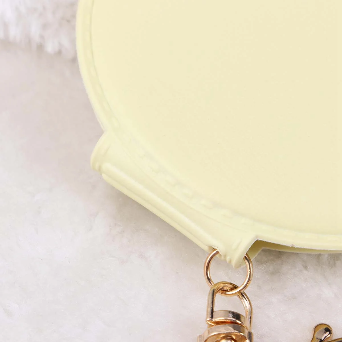 Mini Pocket Makeup Mirror Yellow PU Frame Foldable Double Sides Portable Compact for Women Gifts