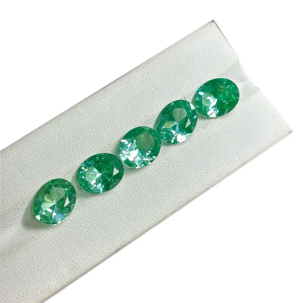 

50 Pieces 1 Bag Oval 5x7mm to 12x16mm Light Green Synthetic Spinel Loose Gemstones