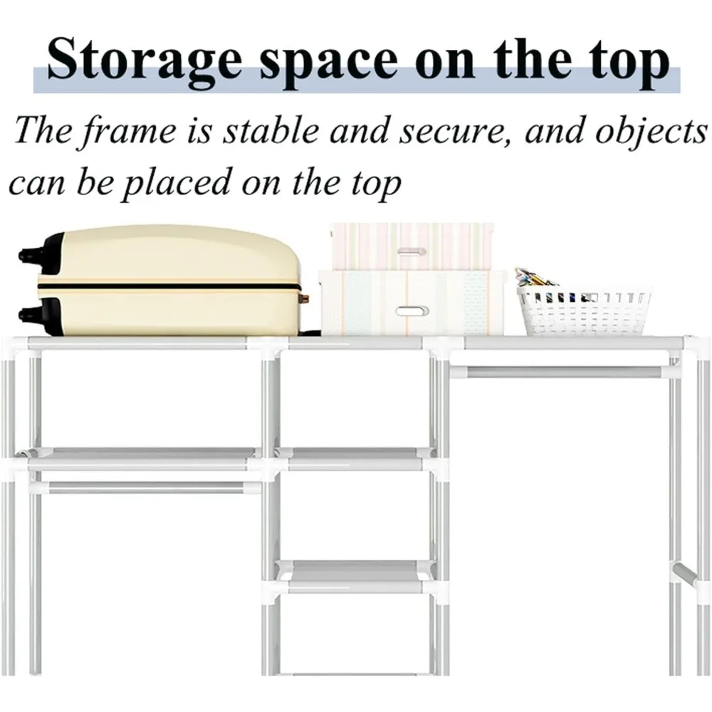 منظم خزانة فولاذي محمول لغرفة النوم - خزانة تخزين ملابس قابلة للتكديس بعرض 105 سم لتوفير مساحة فعالة #3