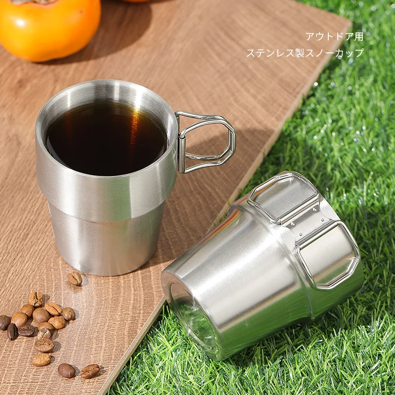 1PCS Stainless Steel Cup Stackable Coffee Cup Outdoor Drinkware Water Cup Beer Mug Camping Mug For Picnic Coffee Cup