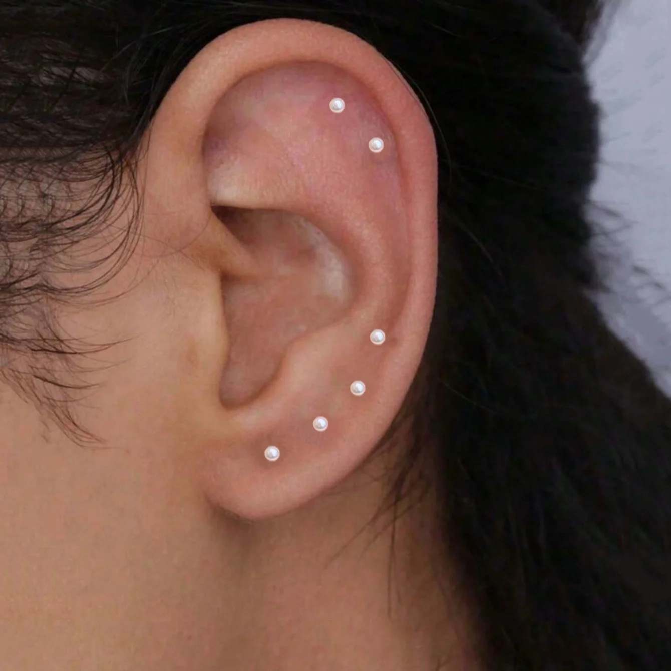 6 pçs/set 4mm pequena pérola zircão bola de metal brincos para homens e mulheres hip-hop legal moda jóias multi-uso studs
