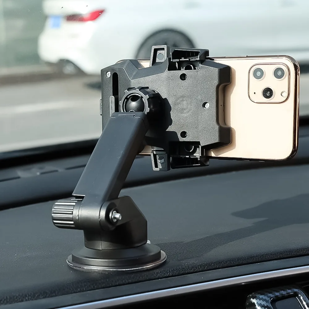 Long Pole Car Phone Holder Automatic Lock Holder Telescopic Suction Cup Car Instrument Panel Phone Holder Lazy Person Stand