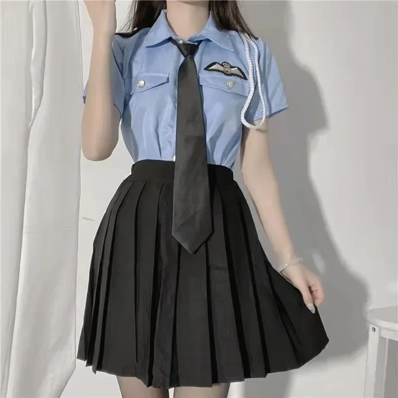 Police Stewardess Costumes Womens Anime Cosplay Lingerie Sailor Uniform Sexy Skirt For Sex Role Play Maid Outfi MN9