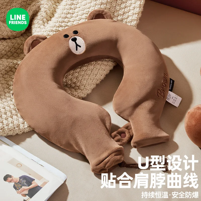 Brown Water-filled Hot Water Bag Shoulder Neck Hot Compress Thickened Explosion-proof U-shaped Pillow Heated Scarf Line Friends