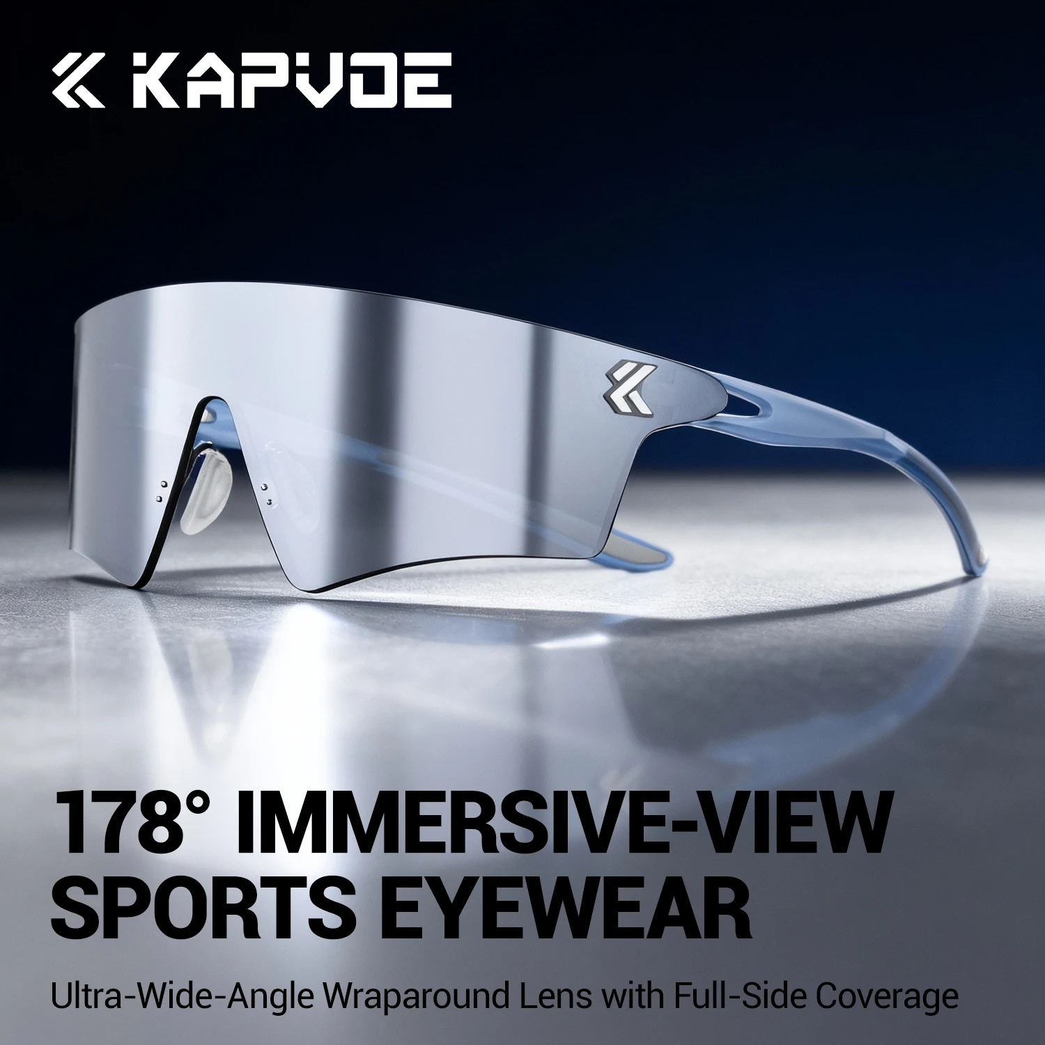 

KAPVOE UV400 Unobstructed Vision Sports Glasses UltraWide Angle Sunglasses for Running Hiking Cycling and Driving Sunglasses New