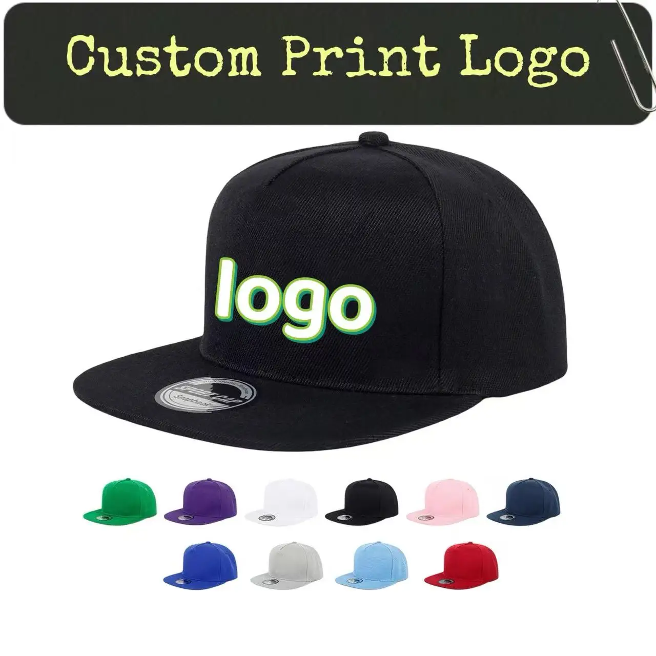 Customized Printed Logo Five Piece Flat Brimmed Hat Men's Hip-Hop Street Dance Caps Women's Versatile Flat Eaves Baseball Hats