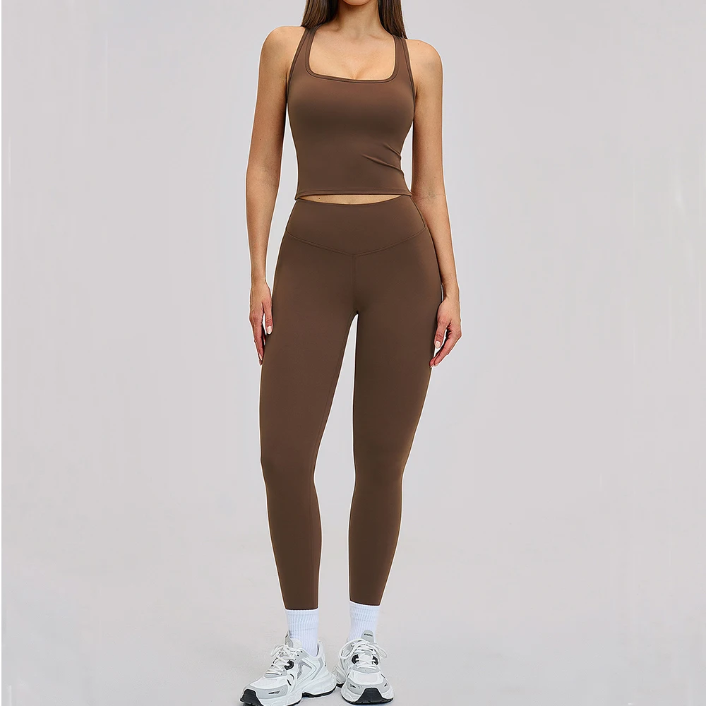 2PCS Sports Outfits Women's Set Professional Fitness Tracksuit Shockproof Running Leggings Yoga Suit Beautiful Back Bra Clothing