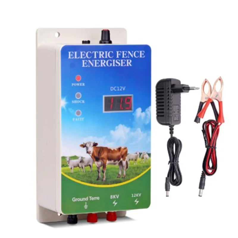 

ABBN-EU Plug 12KV Waterproof Electric Fence Digital Electric Fence Kit For Farm Animals, Poultry, Ranches And Gardens